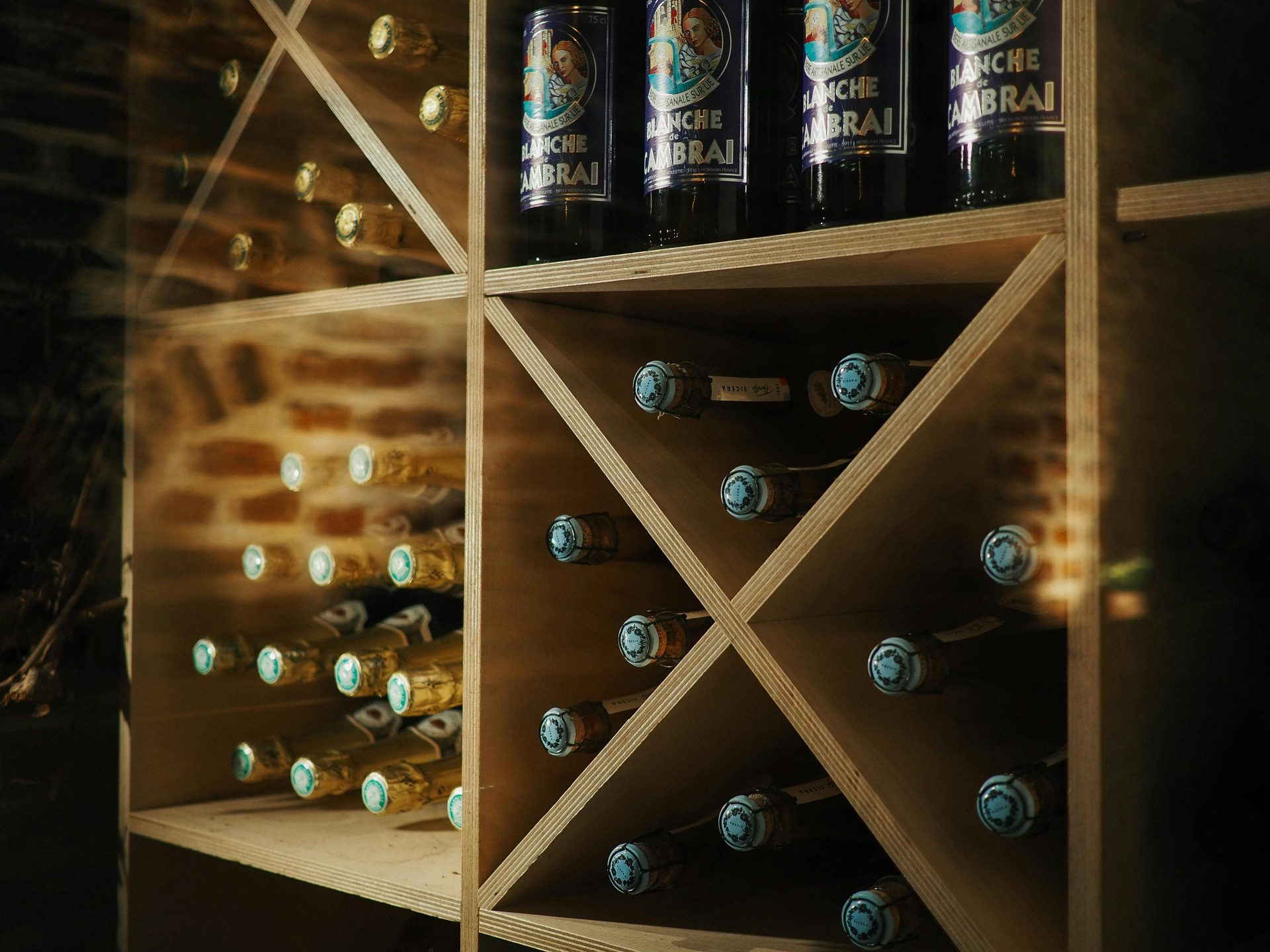 Armario con botellas cerveza y vino